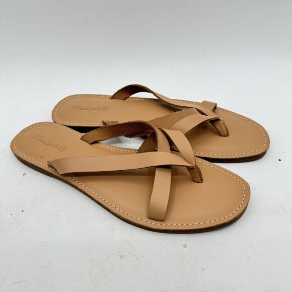 Madewell The Boardwalk Thong Sandal in Leather Size 9.5 (9) Ashen Sand Brown - Picture 1 of 6